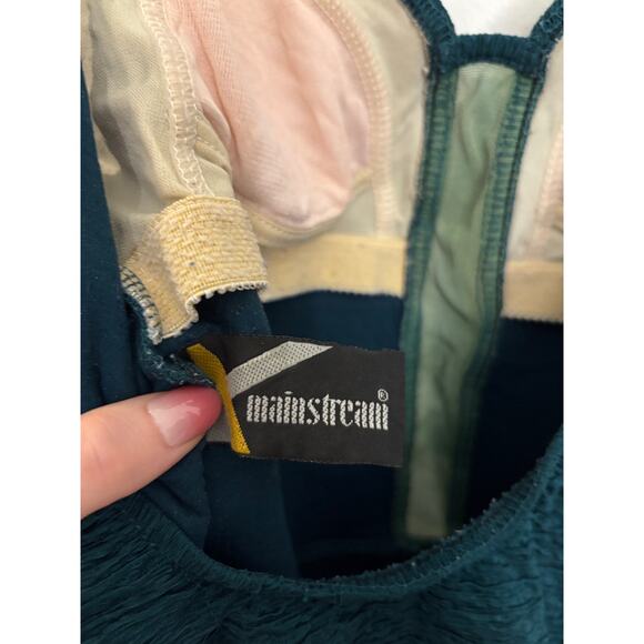 Mainstream Swimsuit Womens 14 Vintage Emerald Green One Piece Mesh Cutout USA - Picture 3 of 5